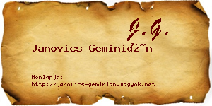 Janovics Geminián névjegykártya